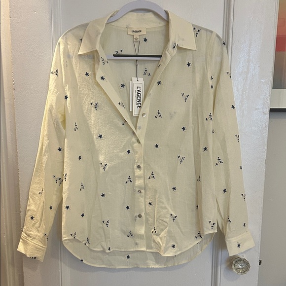 L'AGENCE Laurent Embroidered Blouse (NWT, S) - Picture 2 of 6